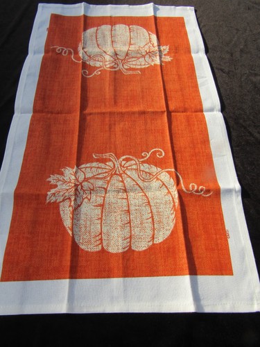 Pumpkin Print Towel Vintage Orange Halloween Fall Cotton TW335 - Picture 2 of 8