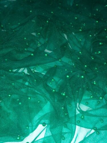ELEGANT SOFT PEARL BEADED BRIDAL LACE FABRIC TULLE NET 60” WIDE DRESS SCARVES - Picture 28 of 104