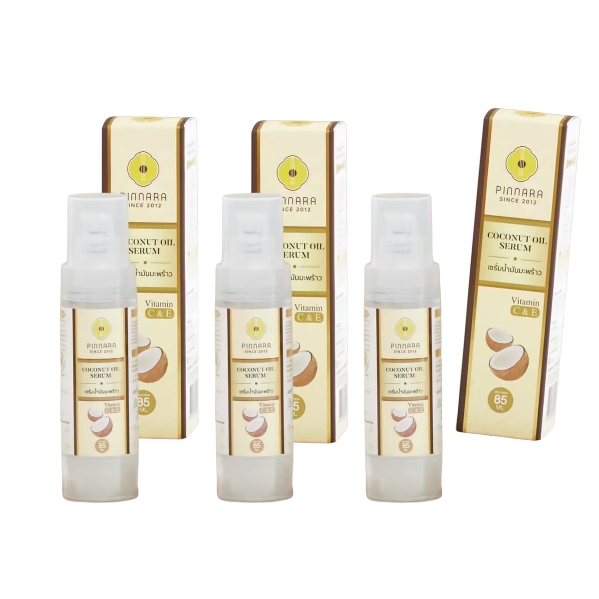 Pinnara Coconut Oil Serum 3x85ml Nourish Skin Hair Body Virgin