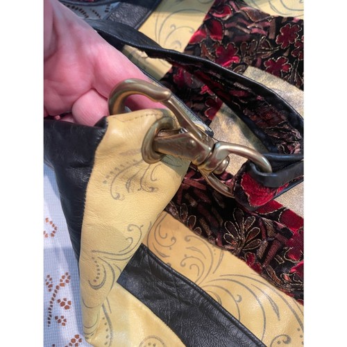 Handmade Festival Hobo Artsy Leather & Satin Renaissance Handbag Crossbody Bag - Picture 3 of 15