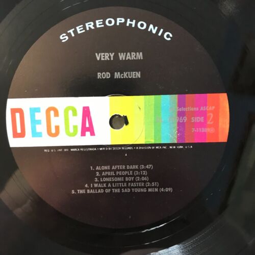 ROD McKUEN Very Warm 1968 LP on Decca #DL 74969 IN SHRINK! Popular Vocals - Picture 4 of 8