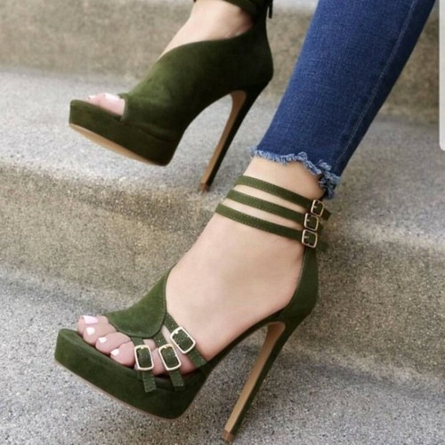 Suede Stiletto Sandals US4.5-12.5 Shoes 