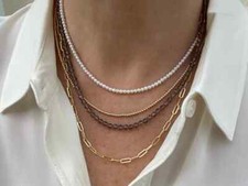 Tiny Thin Micro Small Slim Delicate 3mm White Freshwater Pearl Choker Necklace