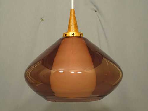 Lámpara colgante años 50 cristal teca mediados de siglo modernista danesa - Imagen 3 de 14