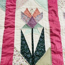 New 23 x38 Handmade and Hand Stitched Tulip Quilt.