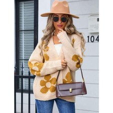 Flower Open Front Long Sleeve Cardigan