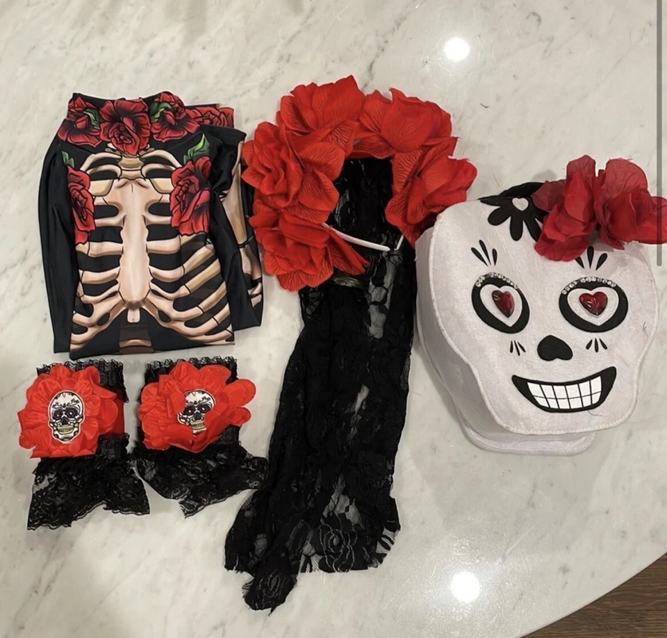 Disfraz Día de Muertos Niños - Mono, Diadema, Bolso y Pulseras Talla 5 Foto 2 de 4