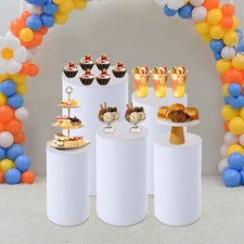 5 Pcs White Round Cylinder Stands for Wedding and Party Displays