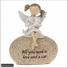 Sentiment Stone ALL YOU NEED IS LOVE AND A CAT Angel Pebble Ornament