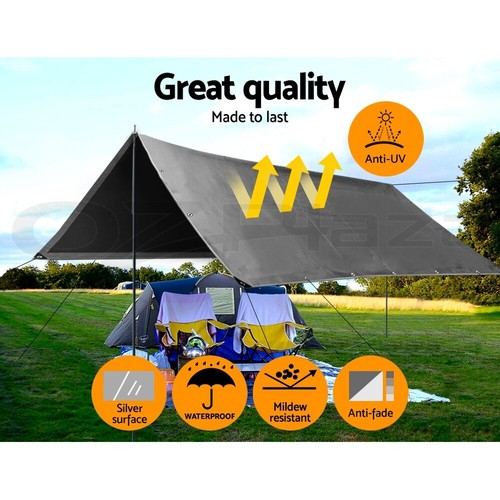 Instahut Tarpaulin Tarp Poly Tarps Heavy Duty Canvas Camping Cover Tent 180gsm - Picture 3 of 198