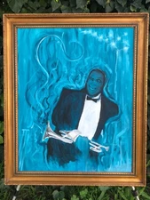 A FLEMING Original ABSTRACT LOUIS ARMSTRONG HUGE MODERN 1980s OIL ON CANVAS