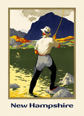 Fishing New Hampshire Sport River Landscape Tourism Vintage Poster Repro FREE SH