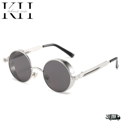 Retro Round Polarized Sunglasses Men Women Vintage Gothic 