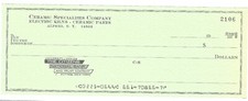 Check, Ceramic Specialties Company, Citizens National Bank, Alfred, New York