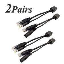 2 Pair 5.5x2.1mm Power over Ethernet PoE Adapter Injector Splitter Kit PoE Cable