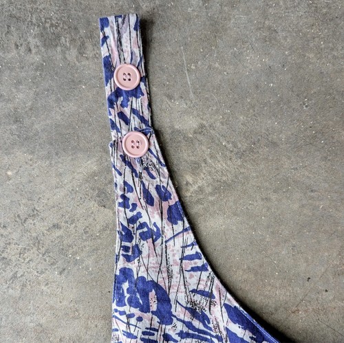 Vintage Joni Blair Blue White Pink Patterned Sleeveless Overall Jumpsuit - Picture 4 of 10