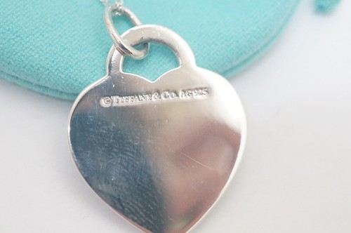 Tiffany & Co. Sterling Silver Return To Tiffany "PEACE" Heart Necklace 16-18" - Picture 4 of 8