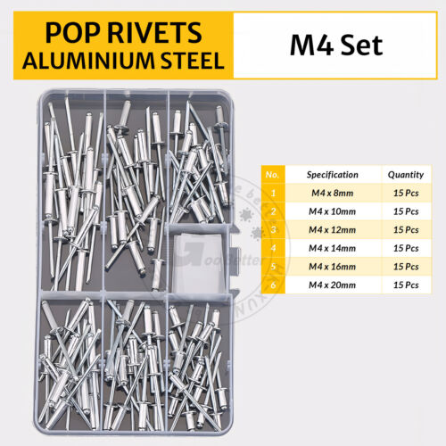 POP RIVETS ALUMINIUM BODY STEEL MANDREL OPEN END DOME HEAD 2mm 2.4mm 4mm - 6.4mm - Picture 20 of 174