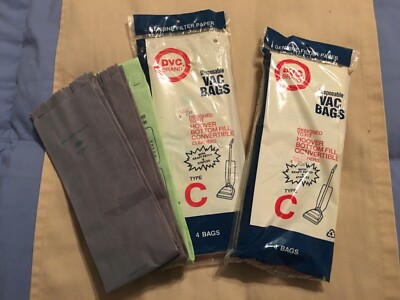 Lot of 9 - DVC Brand Type C Vacuum Cleaner Bags Disposable Hoover Bottom Fill