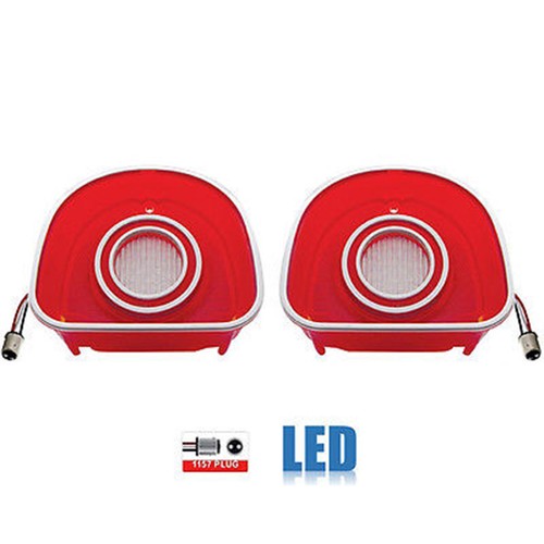 Red & White Rear Tail Light & Back-Up Lens Set – Fits 68 Chevy Bel Air & Biscayne, 4 Pieces
