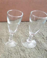 SET OF (2) CLEAR GLASS STEM LIQUOR CORDIAL SHOT GLASSES 4" TALL