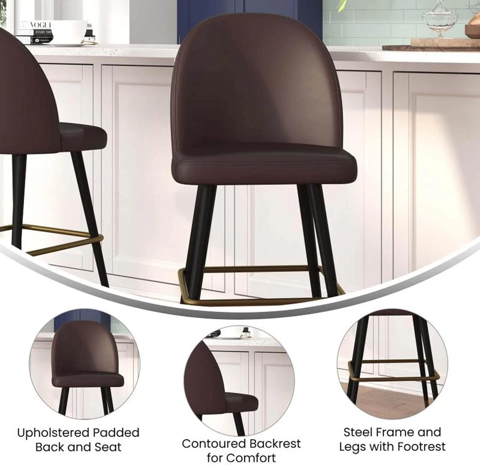 Flash Furniture Lyla Modern Taburetes de bar sin brazos - Marrón 30" Taburete de bar - JUEGO DE 2* Foto 4 de 4