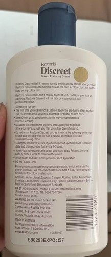 250 ml Hair Discreet Restoria Restoring Cream Colour Grey Treatment Cover Color - Picture 6 of 6