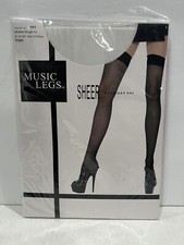 Music Legs Sheer Thigh Hi Stockings White Fits 5-5  10  100-175lbs NIP