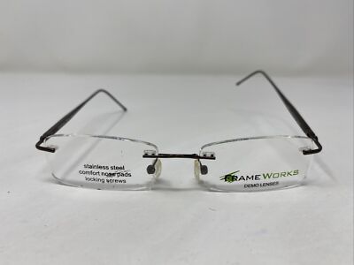 Frameworks FRMW410 Brown 48-17-135 Brown Metal Rimless Eyeglasses Frame ZM95
