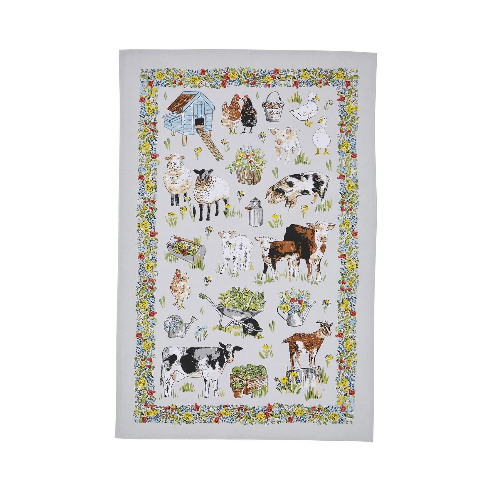 Portman Farm Ulster Weavers Cotton Tea Towel Cow Tea Towels Farm animals Pig hen