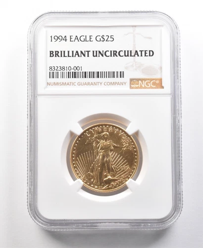 1994 $25 American Gold Eagle 1/2 Oz 0.5 Oz Gold BU NGC *1116