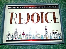 HALLMARK CHRISTMAS CARDS ENVELOPES Rejoice BOXED SET OF 16 Religious FOIL New