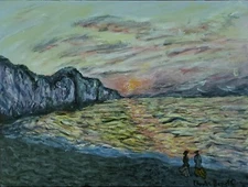 Claude Monet's Sunset At Pourville 1882 Art , Acrylic Impressionism Painting