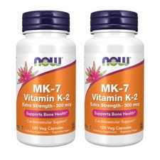 Now Foods Mk-7 Vitamin K-2 300 mcg 120 Capsules 2 Pack