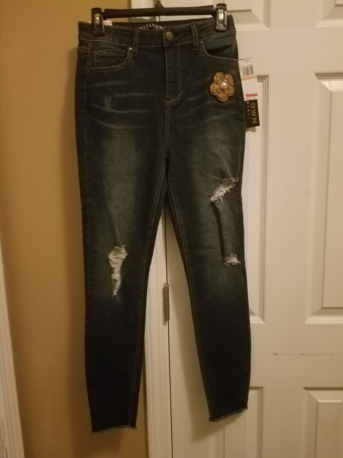 Tinseltown Denim Couture Ripped Hi Rise Skinny Jeans ( Size 7