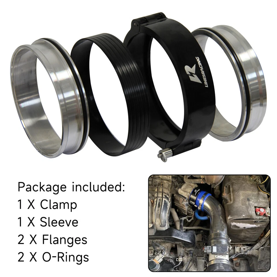 4'' 102mm Aluminum HD Intake V-Band Clamp Flange Intercooler Pipe Quick Release - Image 4 of 4