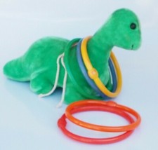 Vintage Plush Dinosaur Ring Toss Game Toy Stuffed Animal Eden Green Toddler Baby