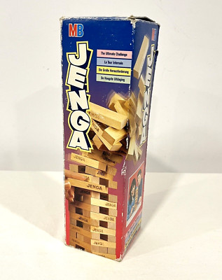 JENGA THE ULTIMATE CHALLENGE STACKING GAME COMPLETE SET 1988 MILTON BRADLEY