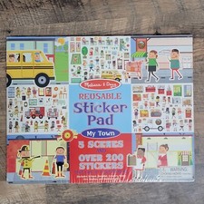Melissa  Doug Reusable Sticker Pad: My Town - 200 Stickers and 5 Scenes
