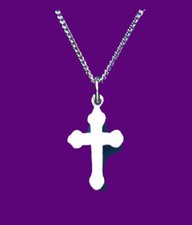 Sterling Silver Small Cross Pendant 16-18" Chain 925 Hallmark 16 x 9mm