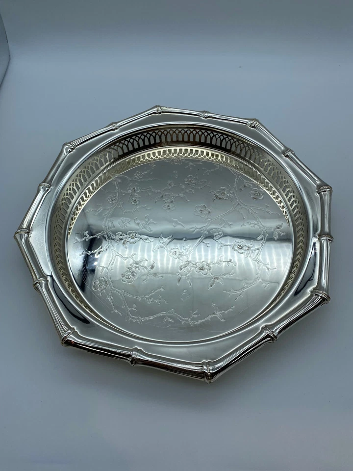 WMF versilbertes Tablett 50er Jahre Durchmesser ca. 33 cm Höhe ca. 4 cm - Bild 3 von 4