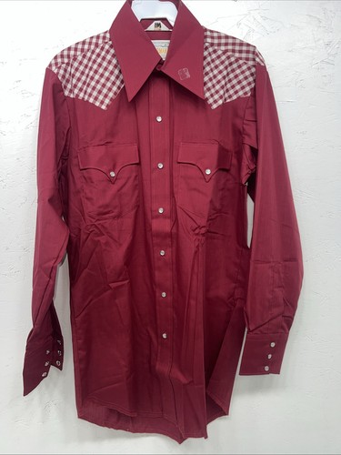 New Men’s Red Karman Western Wear Pearl Snap Shirt. 14.5 X 34 Small A-175 - Picture 1 of 11