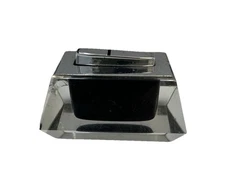 Vintage Consul Style Table Lighter Glass Clear Used Untested Transparent Chrome