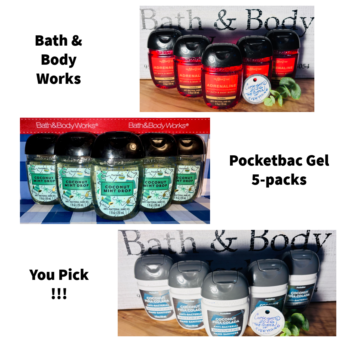 Bath Body Works 🌺 Pocketbac Gel Hand Sanitizer A--F 🌺 Lot of