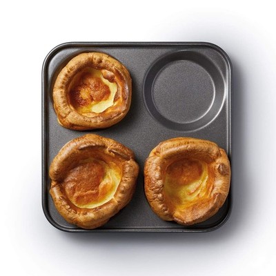 MasterClass Yorkshire-Pudding-Tablett 4-Loch Antihaft 24cm Kohlenstoffstahl
