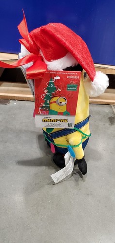 Christmas Minion Plush – Holiday Edition with Santa Hat & Lights, Funny Grumpy E - Picture 3 of 6