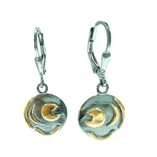 Earrings 12mm Sky Disc from Nebra made of 925 silver partially gold-plated