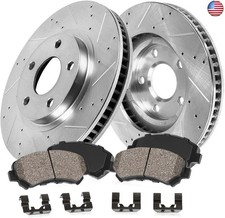 Callahan BRAKE PARTS Front Drilled Slotted Brake Disc Rotors and Ceramic Brake