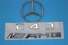 Chrome Trunk Logo Sticker Decal Emblem Badge Package FOR Benz W205 C Class