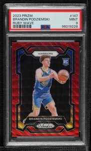 2023-24 Panini Prizm Ruby Wave Brandin Podziemski #147 PSA 9 MINT Rookie RC